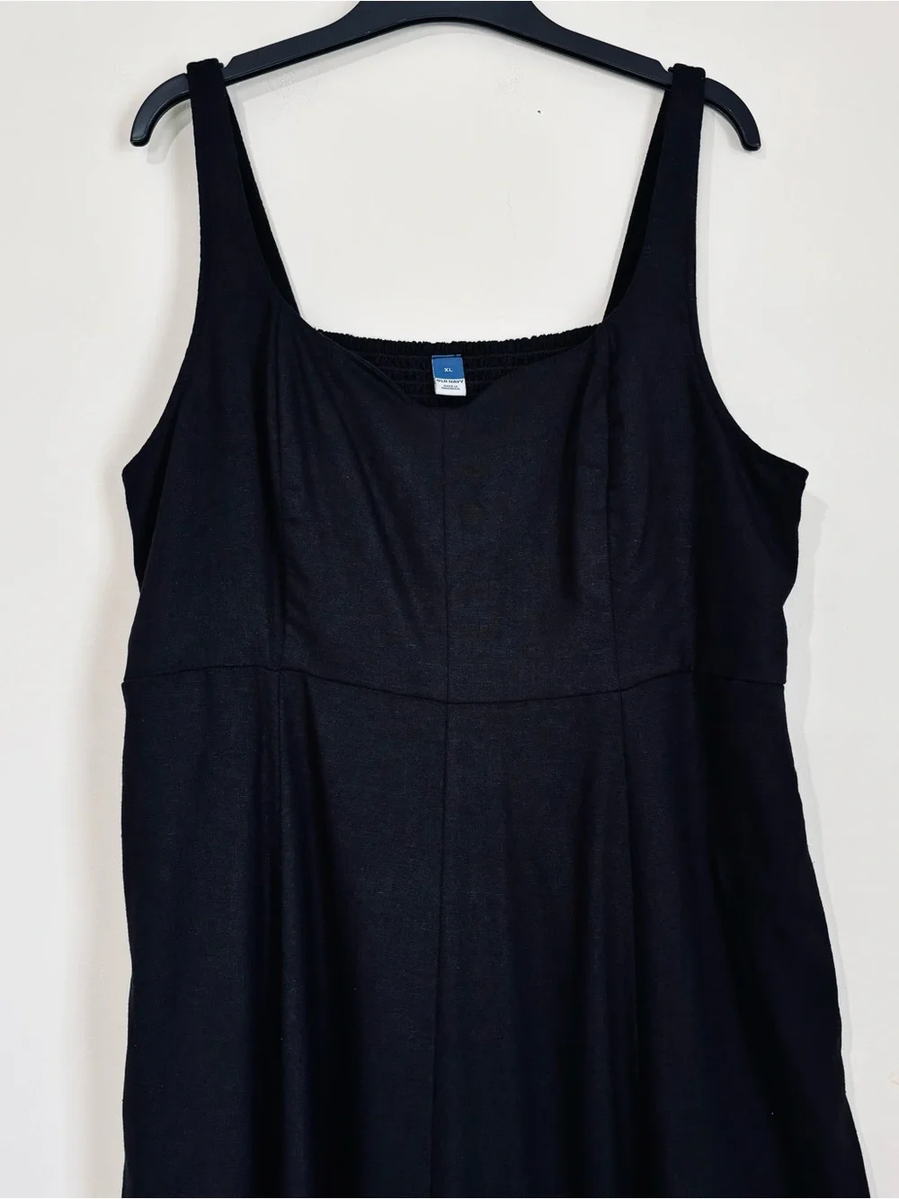 Old Navy Boho Fit Flare Sleeveless Black Linen Blend Smocked Back Midi Dress XL - Picture 5 of 16